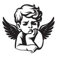 ange Cupidon - une Cupidon ange en pensant illustration vecteur