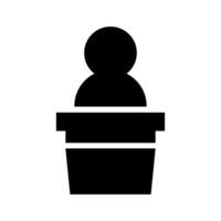 silhouette icône de une la personne Parlant à une podium. vecteur