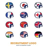 recrutement drapeaux Haut recrutement pays logo conception concept Humain entreprise vecteur