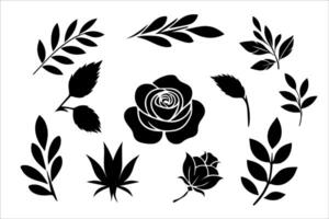 Rose silhouette logo ensemble vecteur