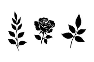 Rose silhouette logo ensemble vecteur