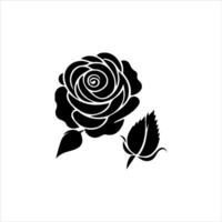 bouton de rose silhouette logo vecteur