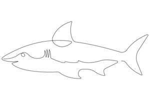 un continu Célibataire ligne art dessin de requin mer poisson sous-marin contour minimaliste illustration vecteur