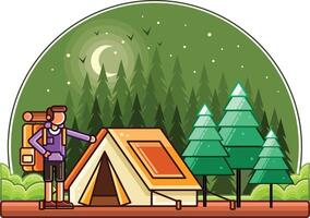 camping graphique ligne illustration vecteur