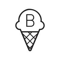 la glace crème avec b lettre minimal logo conception noir et blanc Couleur vecteur