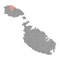 zébbug, gozo district carte, administratif division de Malte. illustration. vecteur