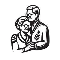 grand-parent silhouette illustration sur blanc Contexte. vieux couple logo vecteur