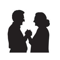 grand-parent silhouette illustration avec petit enfant sur blanc Contexte. vieux couple logo vecteur