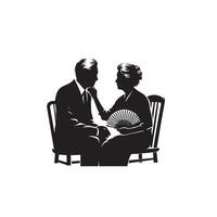 grand-parent silhouette illustration avec petit enfant sur blanc Contexte. vieux couple logo vecteur