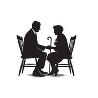 grand-parent silhouette illustration avec petit enfant sur blanc Contexte. vieux couple logo vecteur