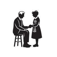 grand-parent silhouette illustration avec petit enfant sur blanc Contexte. vieux couple logo vecteur