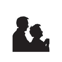 grand-parent silhouette illustration avec petit enfant sur blanc Contexte. vieux couple logo vecteur