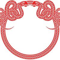 content chinois Nouveau année 2025 le serpent zodiaque signe avec Cadre rouge une papier Couper style vecteur