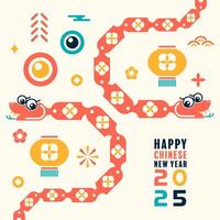 content chinois Nouveau année 2025 le serpent zodiaque signe avec minimal branché conception moderne plat géométrique vecteur
