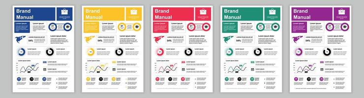 vacarme a3 affaires marque Manuel modèles ensemble. entreprise identité brochure page avec global statistiques, investissement stratégie, Ventes performance et gains. disposition conception pour affiche, couverture, brochure vecteur