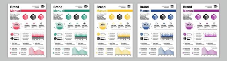 vacarme a3 affaires marque Manuel modèles ensemble. entreprise identité brochure page avec commercialisation rapport données. bulletin avec une analyse financier rapport. disposition conception pour affiche, couverture et brochure vecteur