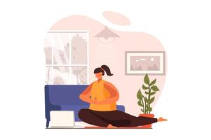 yoga la toile concept dans plat conception. illustration vecteur