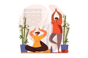 yoga la toile concept dans plat conception. illustration vecteur