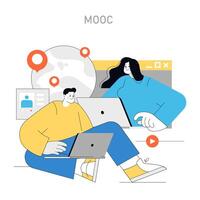 continu apprentissage mooc concept. illustration. vecteur