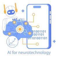 ai pour neurotechnologie concept illustration vecteur