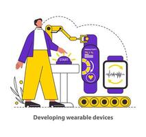 assisté par technologie santé plat illustration. vecteur