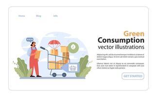 vert consommation concept. plat illustration vecteur