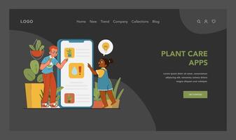 interactif plante se soucier application. plat illustration vecteur