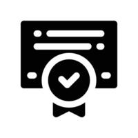 certificat icône. glyphe icône pour votre site Internet, mobile, présentation, et logo conception. vecteur