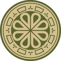 vert avec noir rond ancien byzantin ornement. classique cercle de le est romain Empire, Grèce. modèle motifs de constantinople vecteur