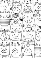 contour illustration de chats pour anti stress coloration livre isolé sur une blanc Contexte. coloration page pour adultes et les enfants. vecteur