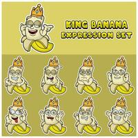 banane expression ensemble. mascotte dessin animé personnage pour saveur, souche, étiquette et emballage produit. vecteur