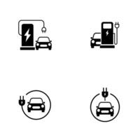 électrique voiture mise en charge point plat illustration vecteur