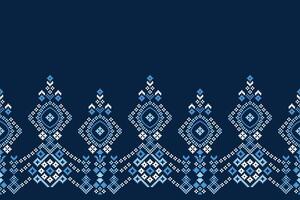 traditionnel ethnique motifs ikat géométrique en tissu modèle traverser point.ikat broderie ethnique Oriental pixel marine bleu Contexte. résumé,illustration. texture, décoration, papier peint. vecteur