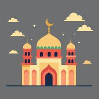 islamique mosquée silhouette avec pente couleur. Ramadan kareem mosquée sur blanc Contexte vecteur