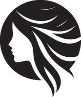 cheveux logo Facile esquisser art silhouette vecteur