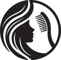 cheveux logo Facile esquisser art silhouette vecteur