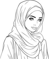 magnifique Jeune musulman femme avec hijab. isolé illustration. vecteur