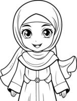musulman femme dans une hijab de une musulman fille dans une hijab. vecteur