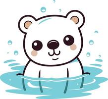 mignonne dessin animé Panda nager dans le l'eau. vecteur