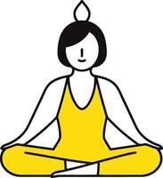 yoga femme dans lotus position. isolé plat icône illustration conception vecteur