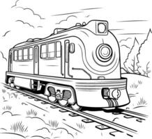 train sur le chemin de fer dans noir et blanc couleurs. vecteur