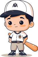 base-ball joueur - mignonne dessin animé mascotte personnage illustration vecteur