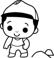 illustration de une mignonne enfant garçon portant une construction casque vecteur