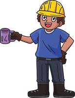 construction ouvrier ayant une café Pause clipart vecteur