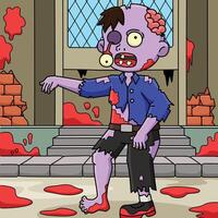 zombi garçon coloré dessin animé illustration vecteur
