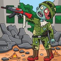 zombi soldat coloré dessin animé illustration vecteur
