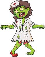 zombi infirmière dessin animé coloré clipart illustration vecteur