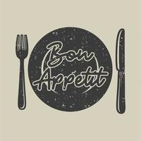 slogan vintage typographie bon appétit pour la conception de t-shirt vecteur