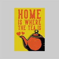 affiche vintage design boire du thé être heureux illustration rétro vecteur
