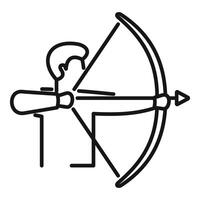 lisse ligne art de un archer dans tirage médian avec une arc et La Flèche vecteur